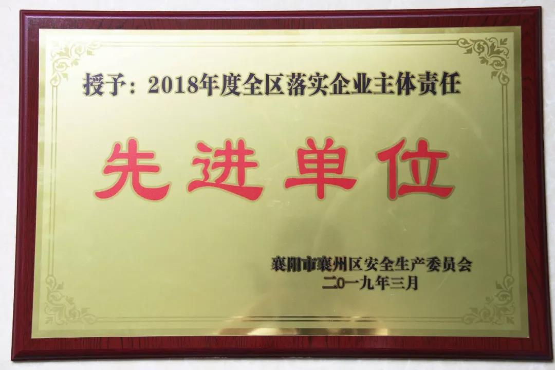 時瑞達重工被授予2018年度 全區(qū)落實企業(yè)主體責(zé)任先進單位